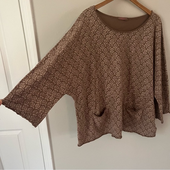 Fresh Produce Brown/Tan Flower Print Blouse Size XL/XXL - Picture 11 of 12